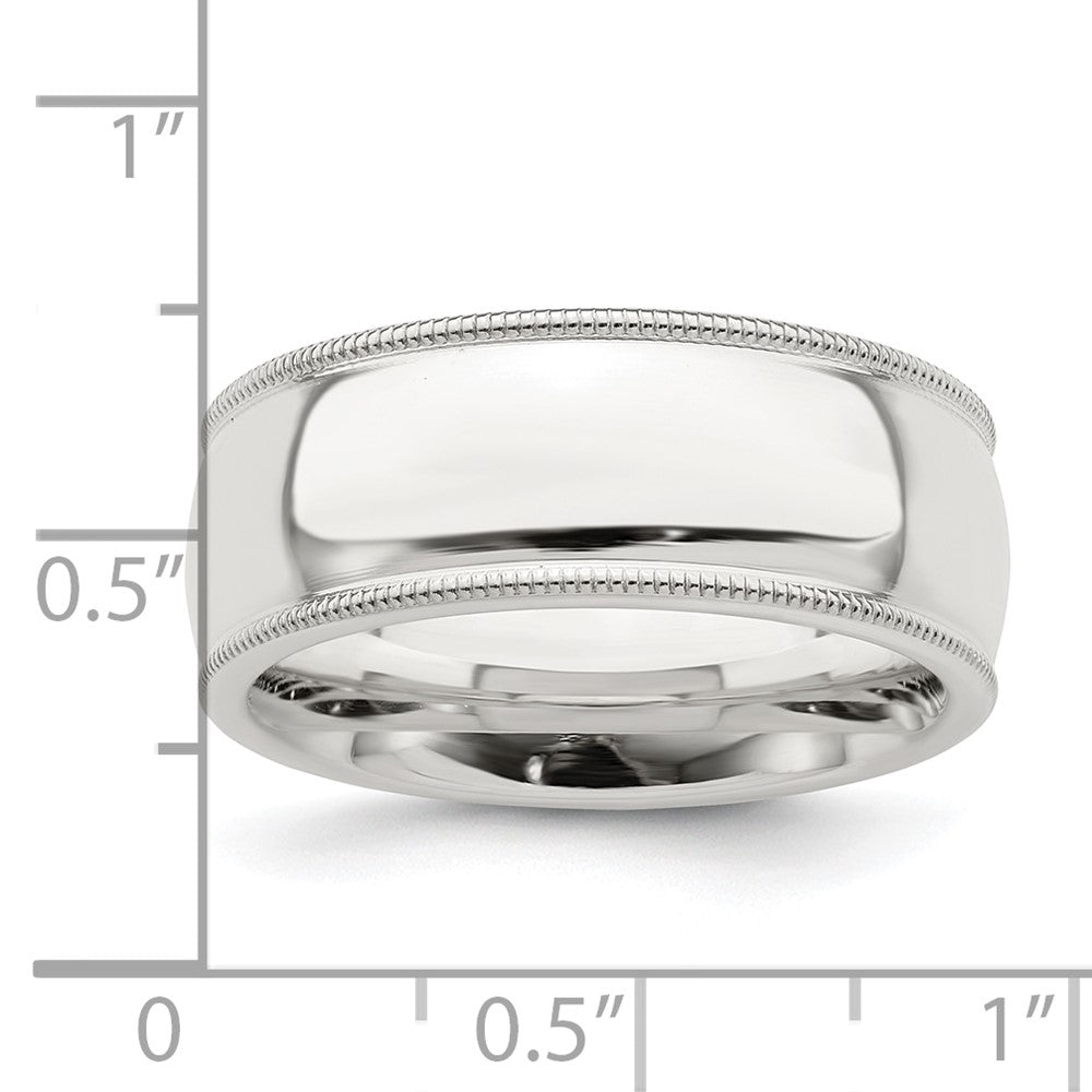 Sterling Silver 8mm Milgrain Comfort Fit Band