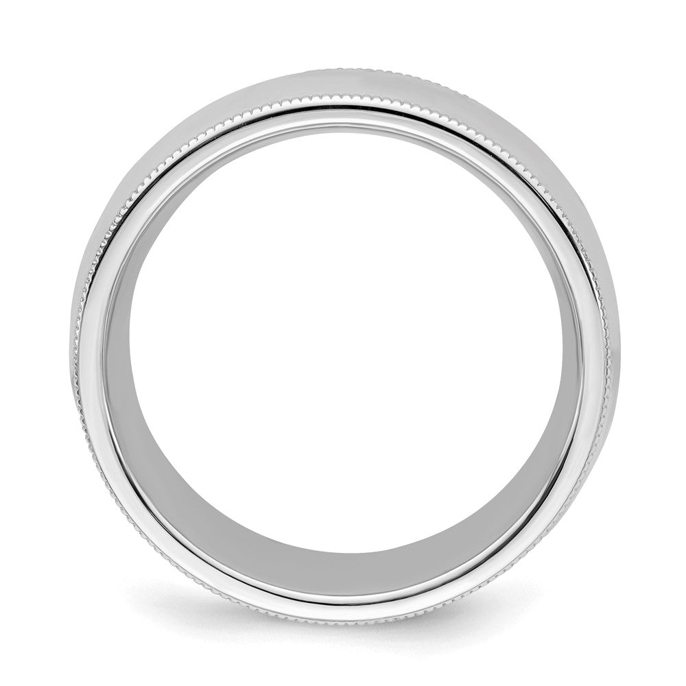 Sterling Silver Rhodium-plated 8mm Comfort Fit Milgrain Band