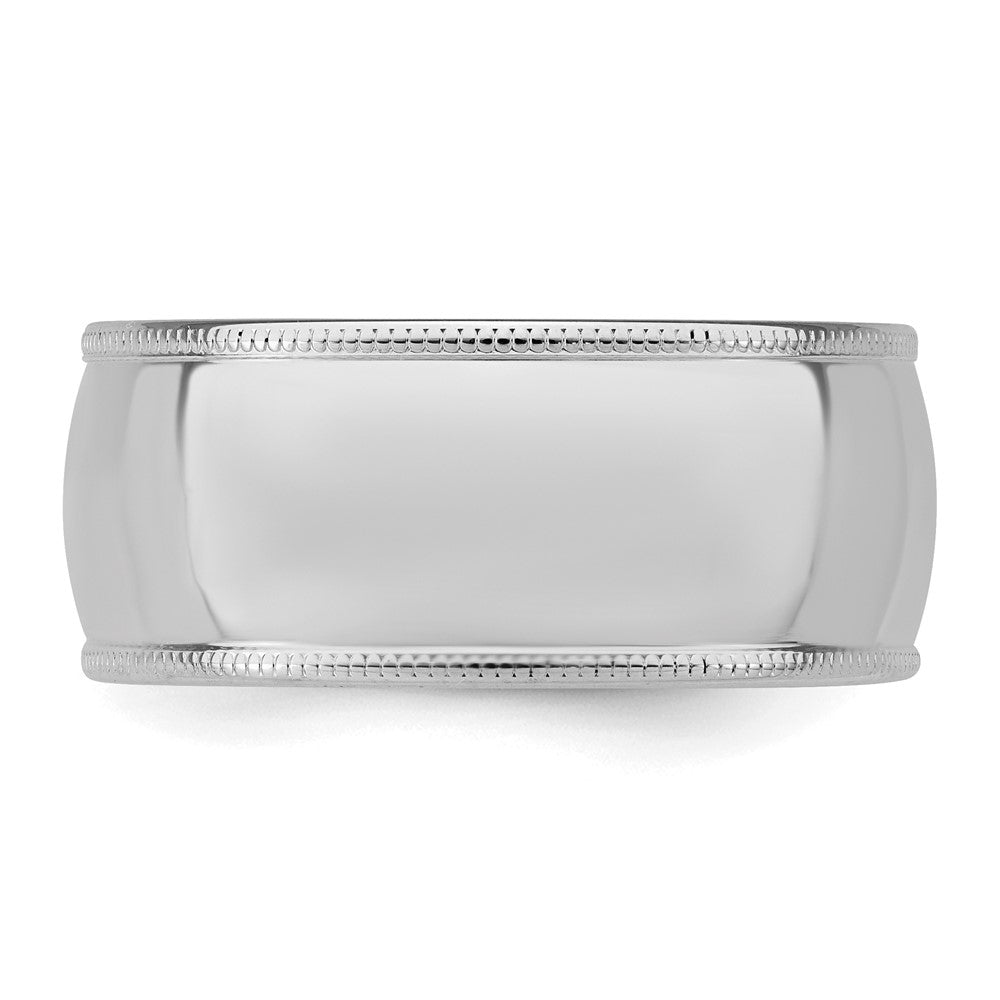 Sterling Silver Rhodium-plated 9mm Comfort Fit Milgrain Band