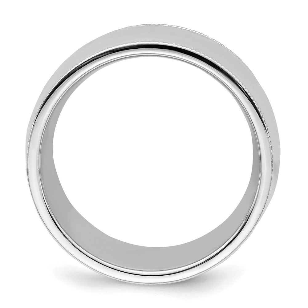 Sterling Silver Rhodium-plated 10mm Comfort Fit Milgrain Band