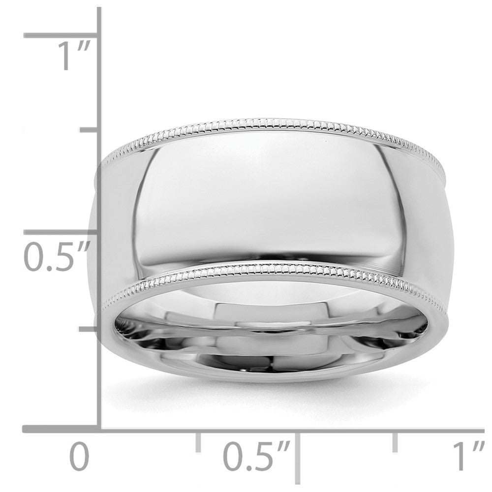 Sterling Silver Rhodium-plated 10mm Comfort Fit Milgrain Band