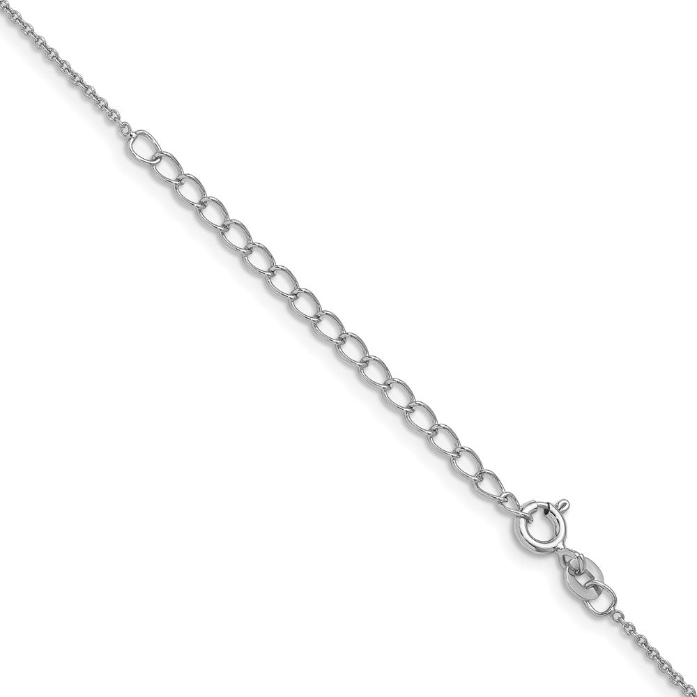 Sterling Silver Rhodium-plated 1mm Cable Chain w/ ext.