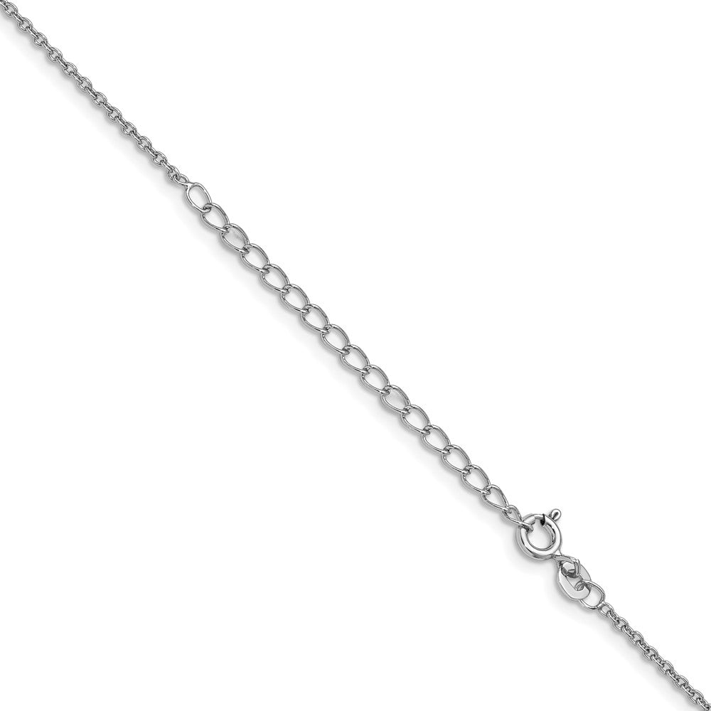 Sterling Silver Rhodium-plated 1.5mm Cable Chain w/ ext.