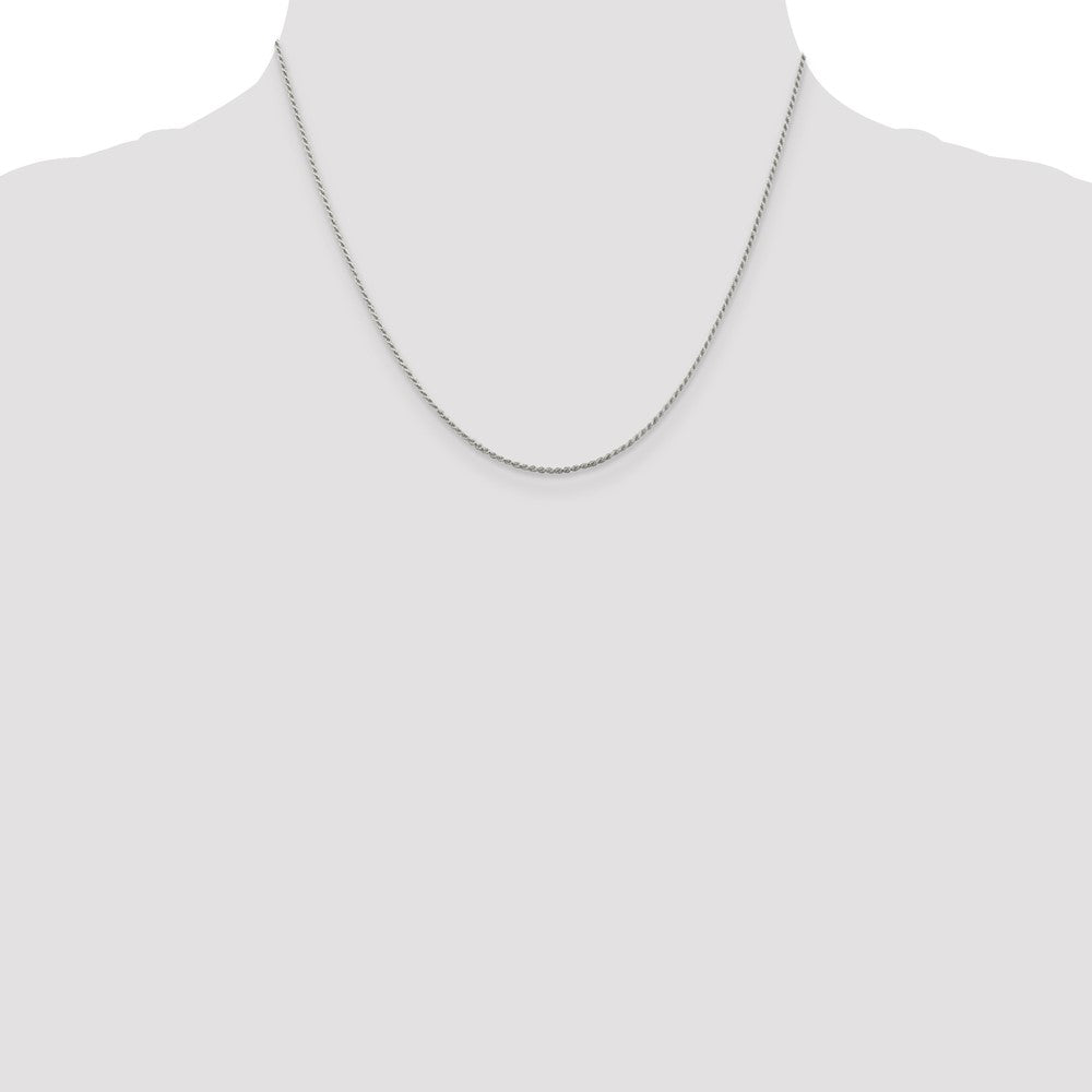 Sterling Silver Rhodium-plated 1.1mm Diamond-cut Rope Chain w/ ext.