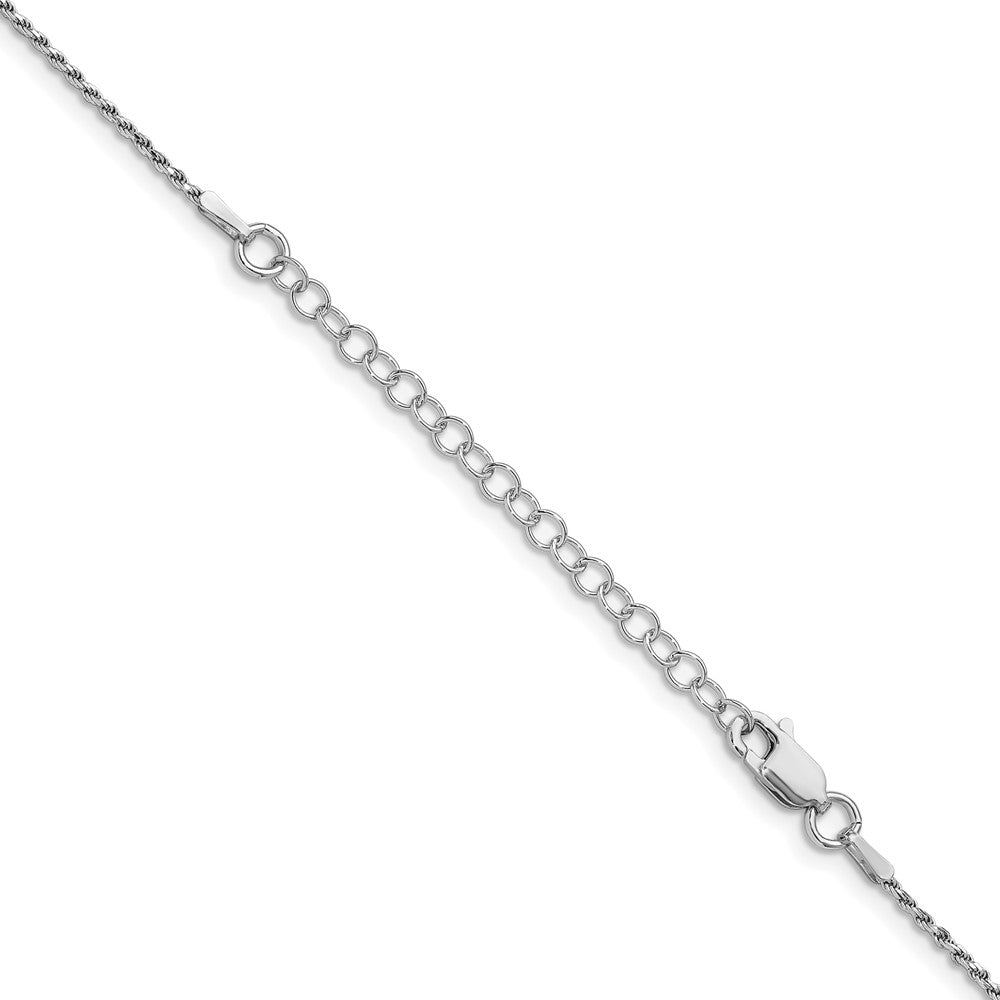 Sterling Silver Rhodium-plated 1.1mm Diamond-cut Rope Chain w/ ext.