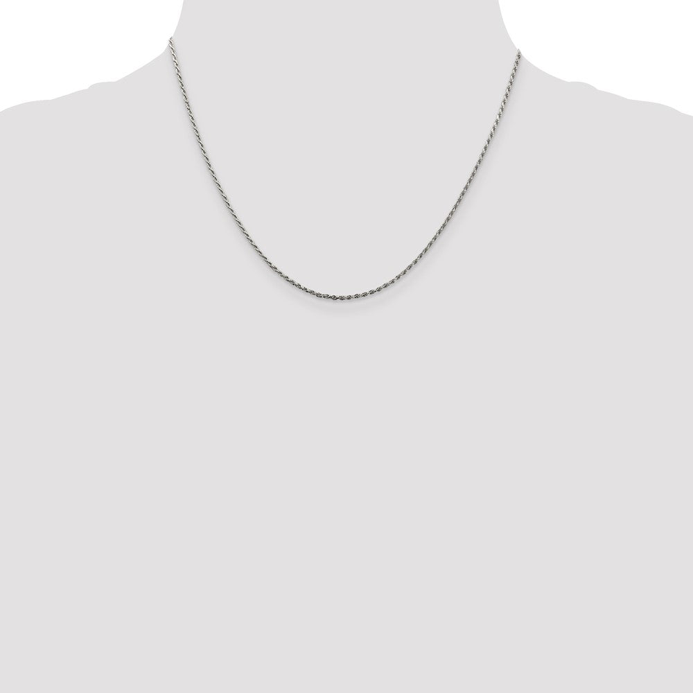 Sterling Silver 1.5mm Diamond-cut Rope Chain w/ ext.