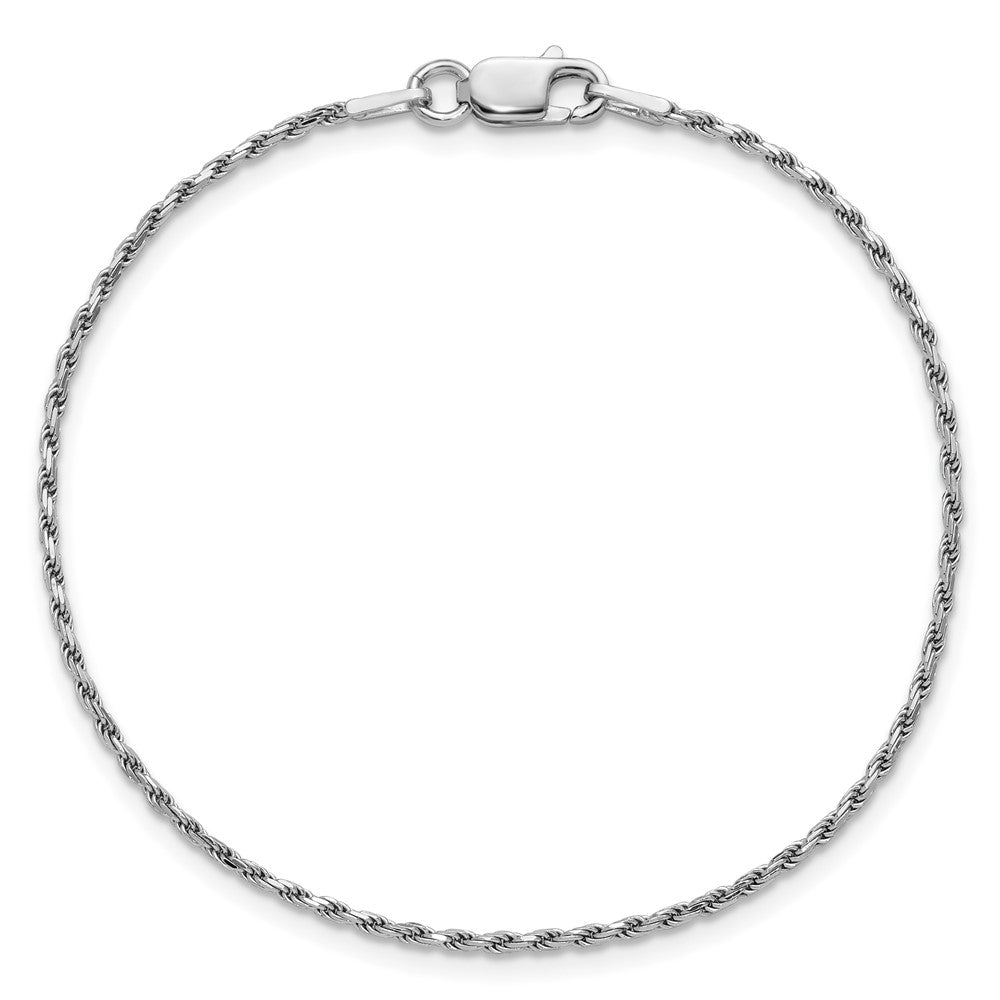 Sterling Silver Rhodium-plated 1.5mm Diamond-cut Rope Chain