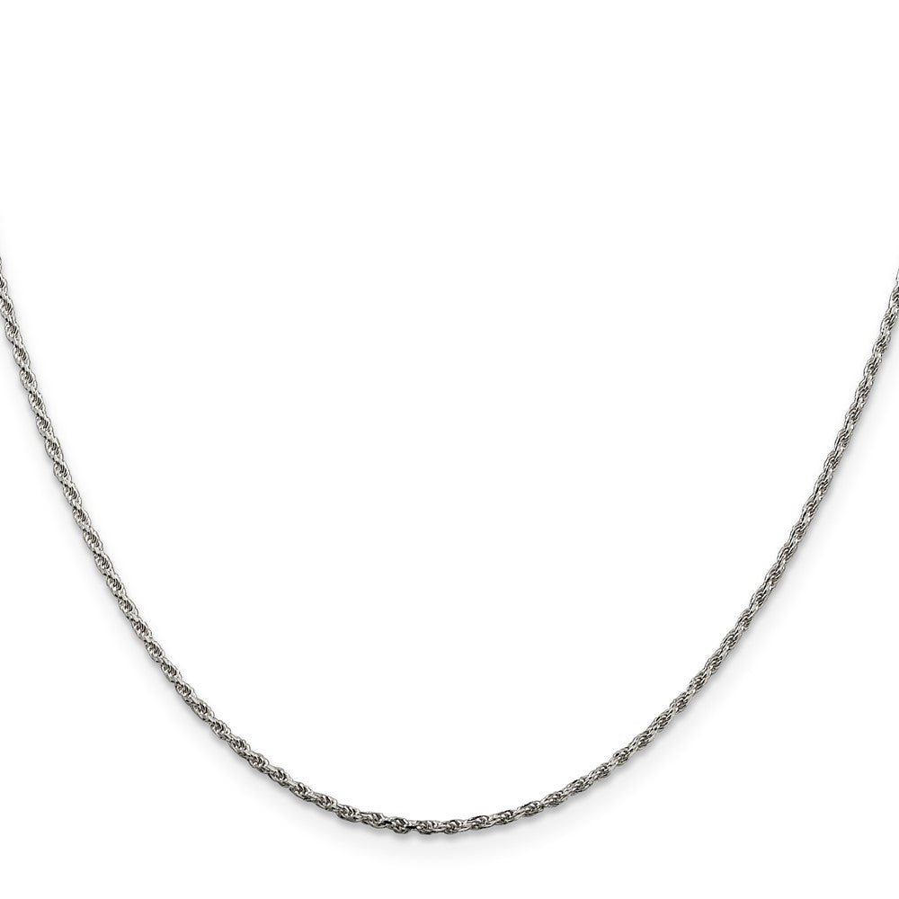 Sterling Silver Rhodium-plated 1.5mm Diamond-cut Rope Chain w/ ext.