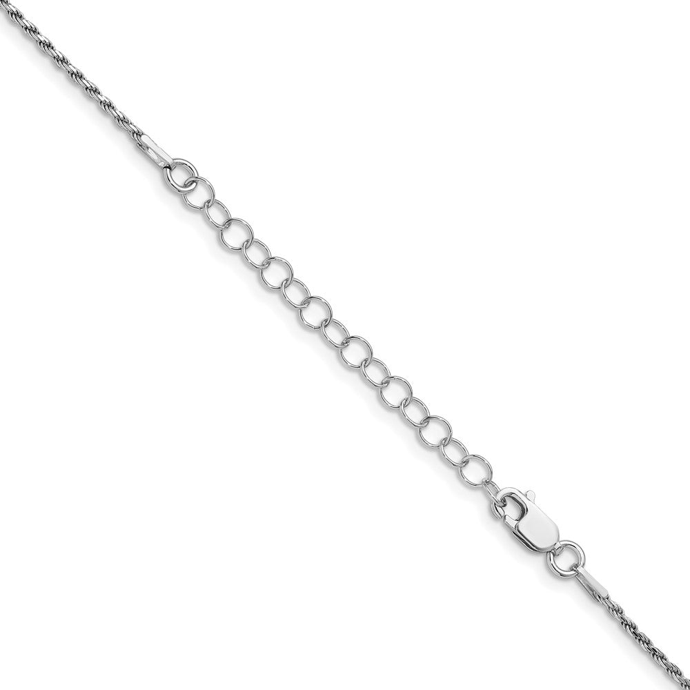 Sterling Silver Rhodium-plated 1.5mm Diamond-cut Rope Chain w/ ext.