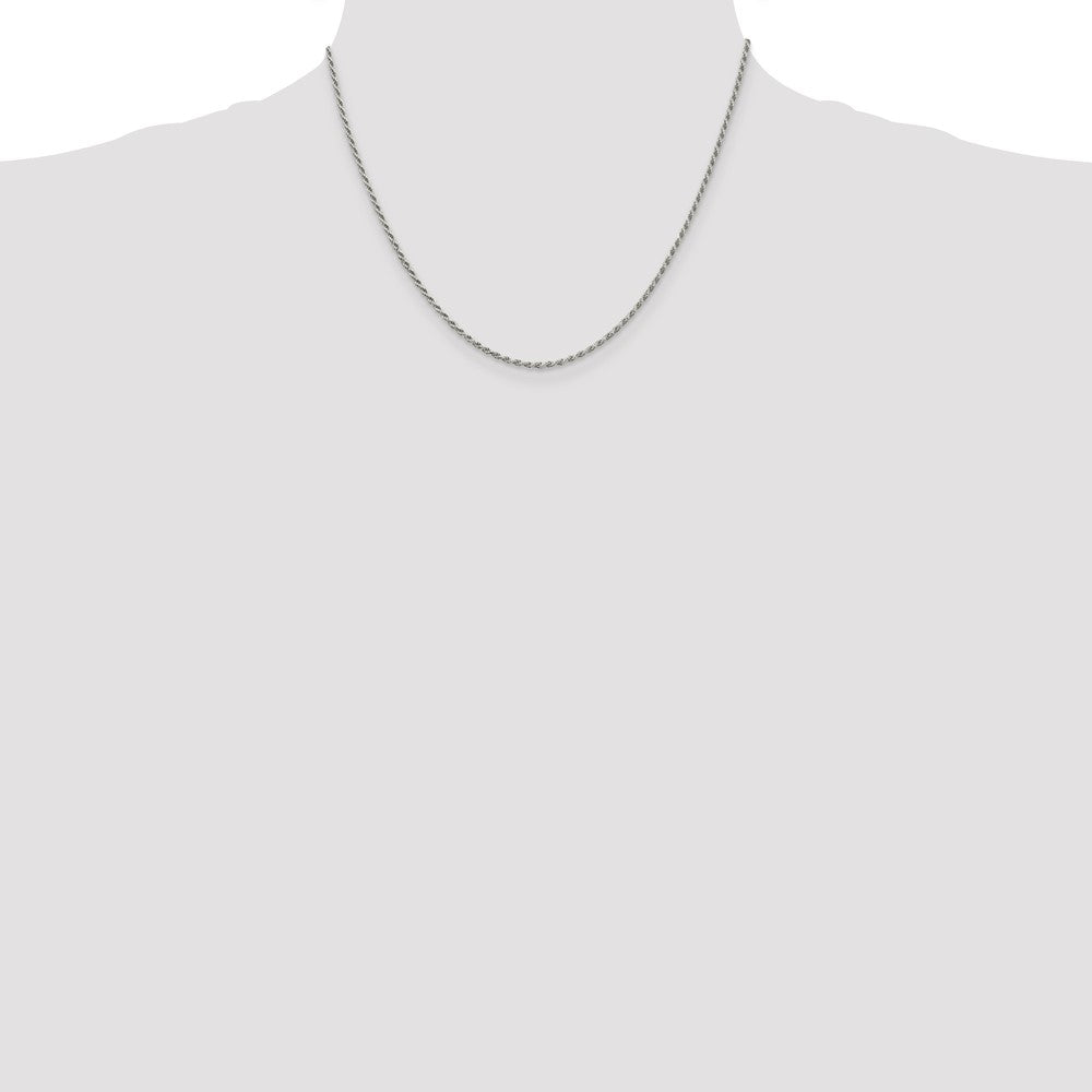Sterling Silver 1.7mm Diamond-cut Rope Chain w/ ext.