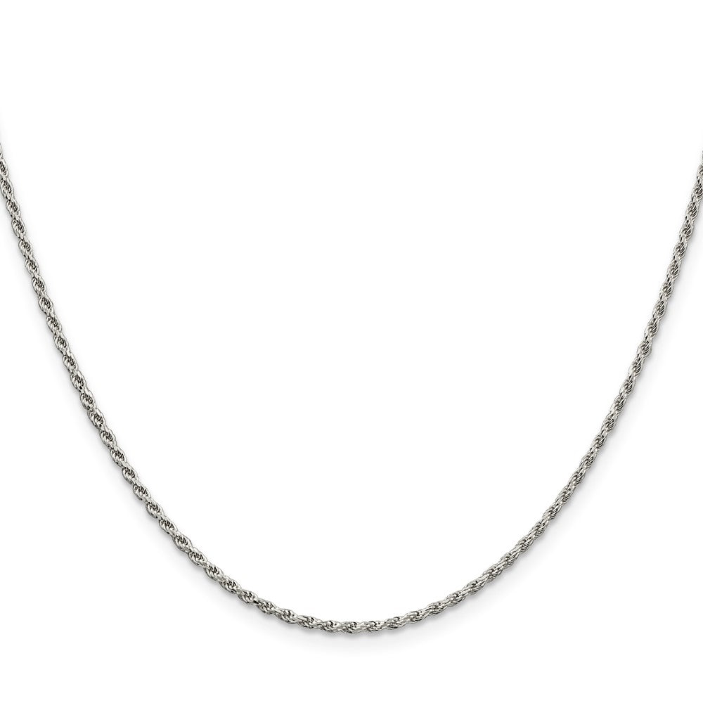 Sterling Silver Rhodium-plated 1.7mm Diamond-cut Rope Chain w/ ext.