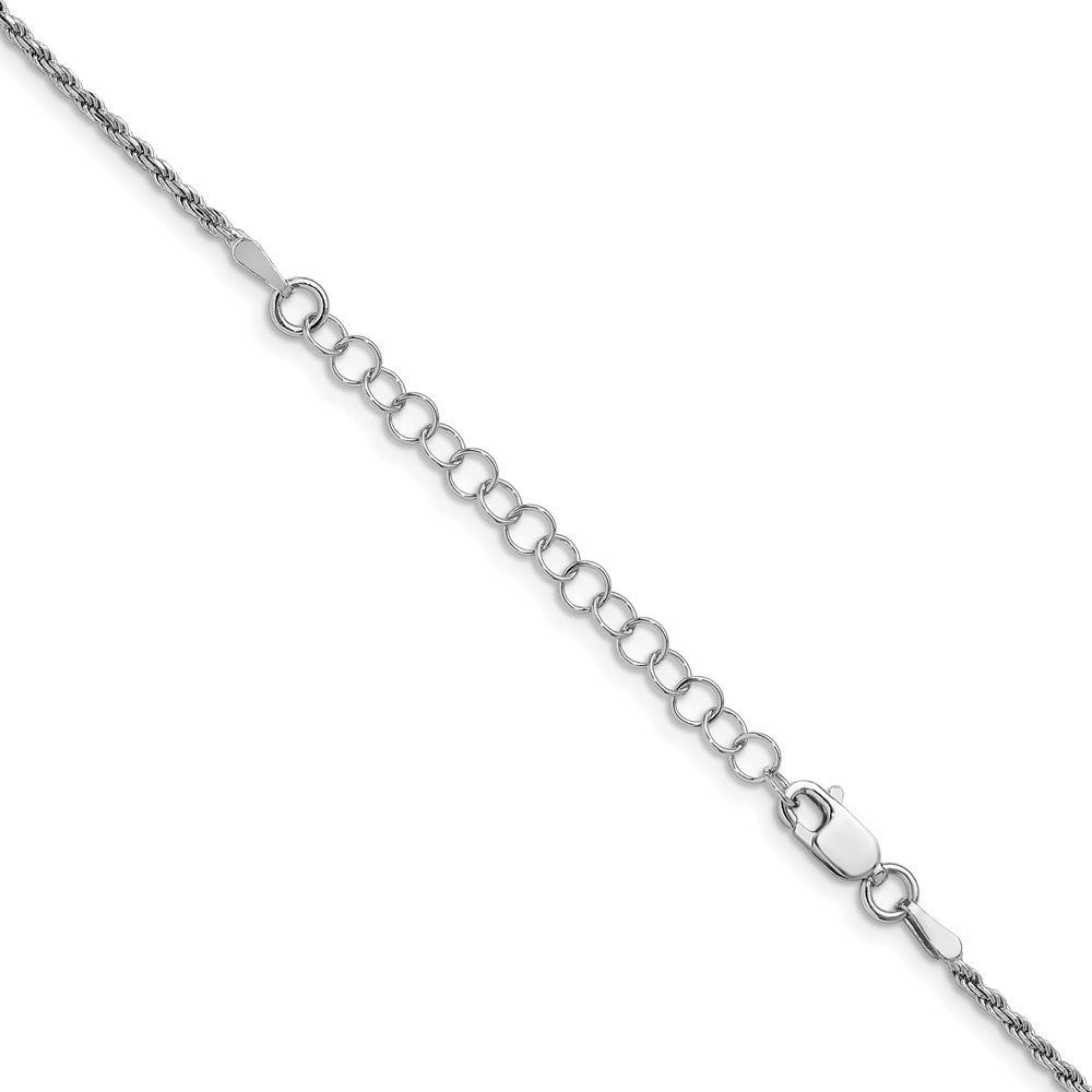 Sterling Silver Rhodium-plated 1.7mm Diamond-cut Rope Chain w/ ext.