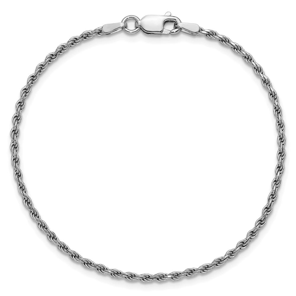 Sterling Silver Rhodium-plated 1.85mm Diamond-cut Rope Chain