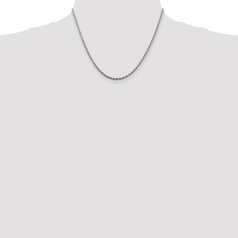 Sterling Silver 2.25mm Diamond-cut Rope Chain w/ ext.