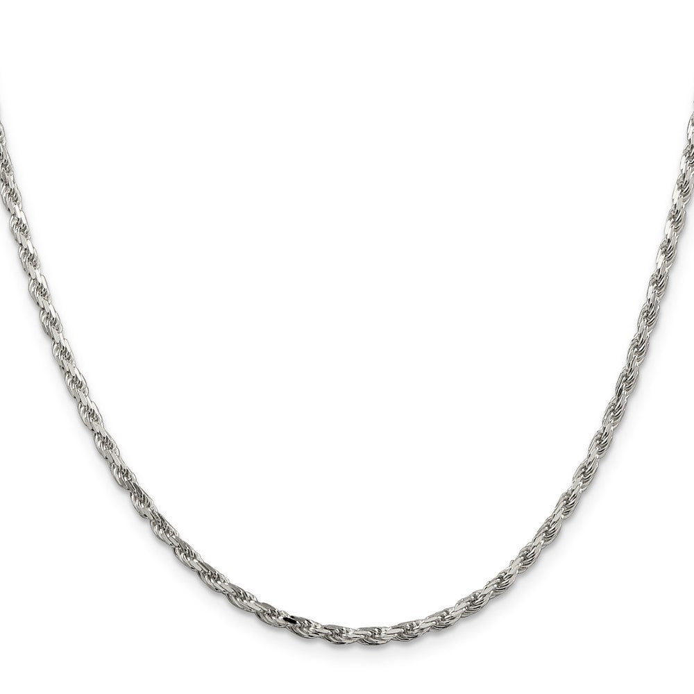 Sterling Silver 2.5mm Diamond-cut Rope Chain w/ ext.