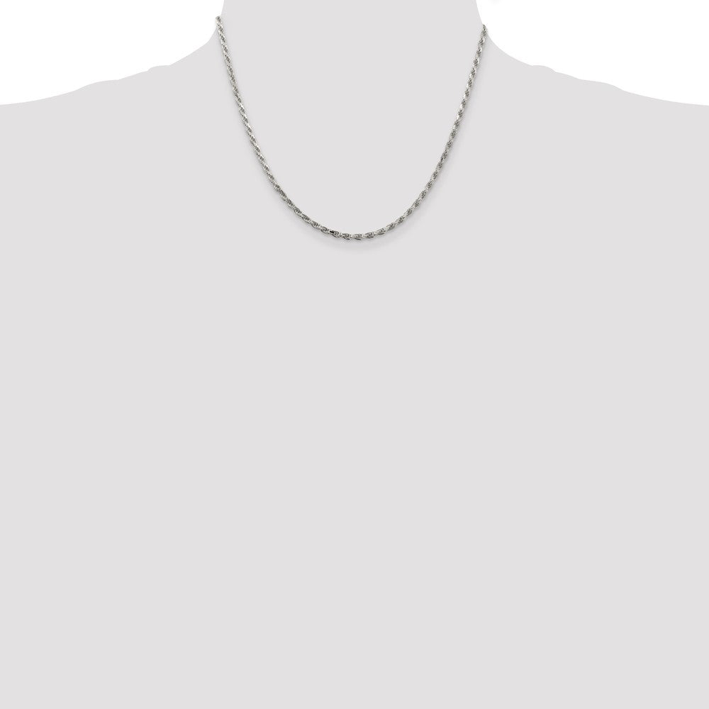 Sterling Silver 2.5mm Diamond-cut Rope Chain w/ ext.