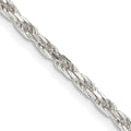 Sterling Silver 2.5mm Diamond-cut Rope Chain w/ ext.