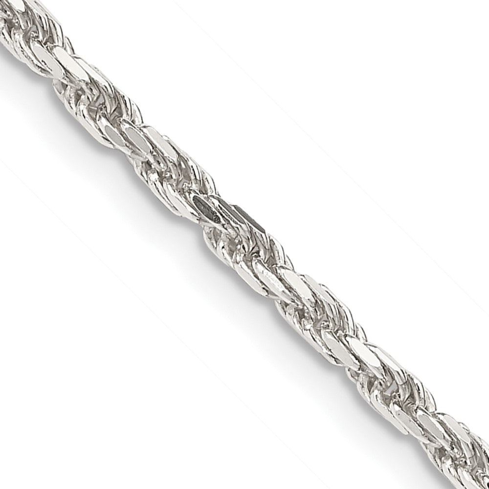 Sterling Silver 2.5mm Diamond-cut Rope Chain w/ ext.