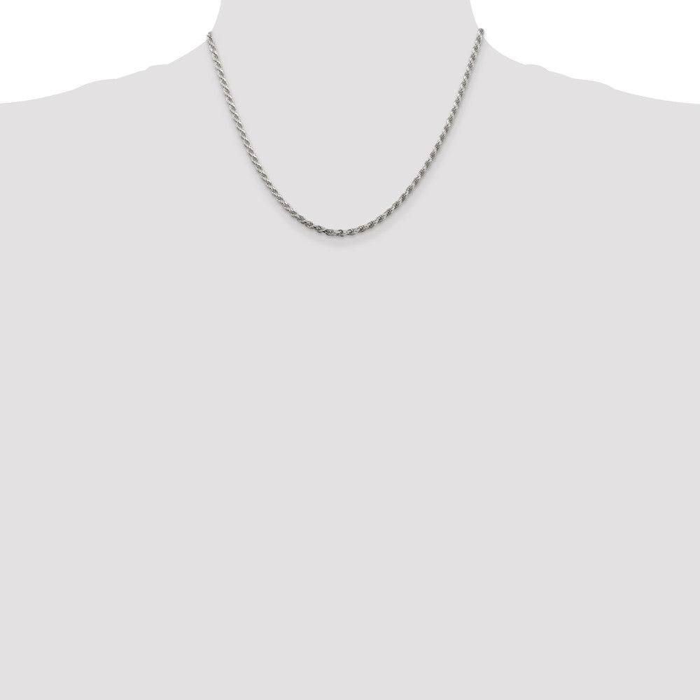 Sterling Silver 2.75mm Diamond-cut Rope Chain w/ ext.