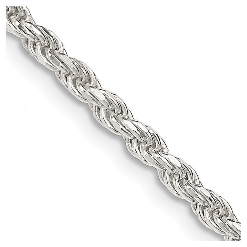 Sterling Silver 2.75mm Diamond-cut Rope Chain w/ ext.
