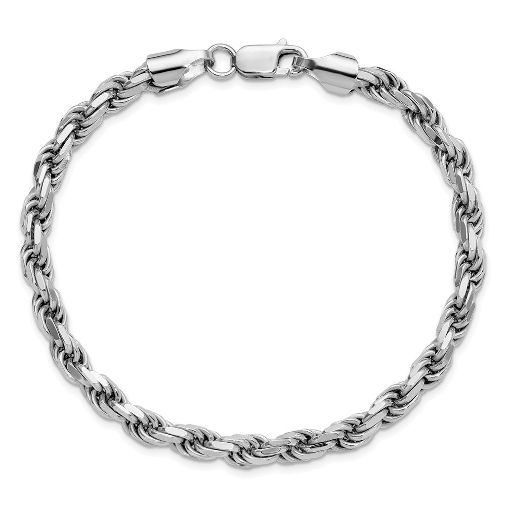 Sterling Silver Rhodium-plated 5.75mm Diamond-cut Rope Chain
