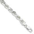 Sterling Silver 6.5mm Diamond-cut Rope Chain
