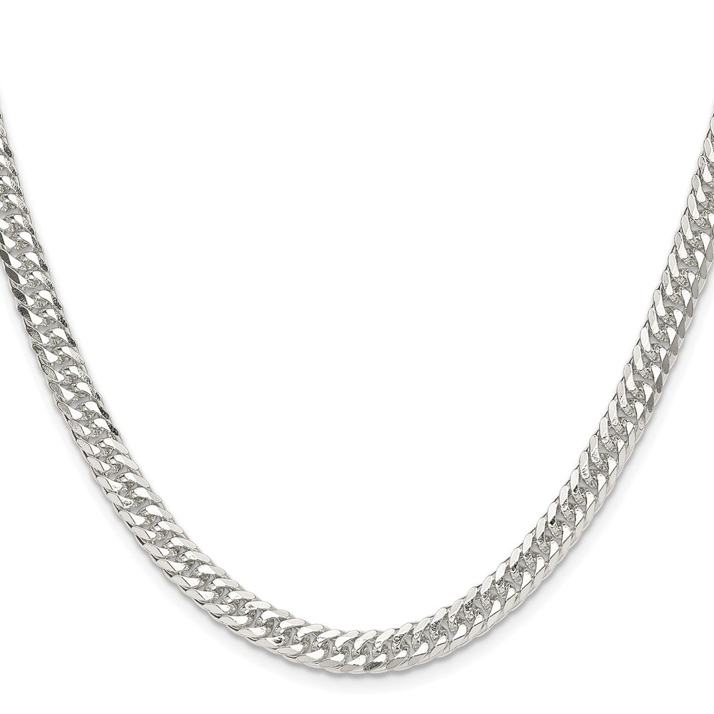 Sterling Silver Rhodium-plated 5.7mm Double Diamond-cut Curb Chain
