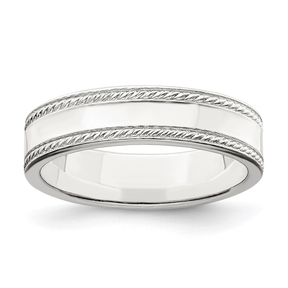 Sterling Silver 5mm Design Edge Band