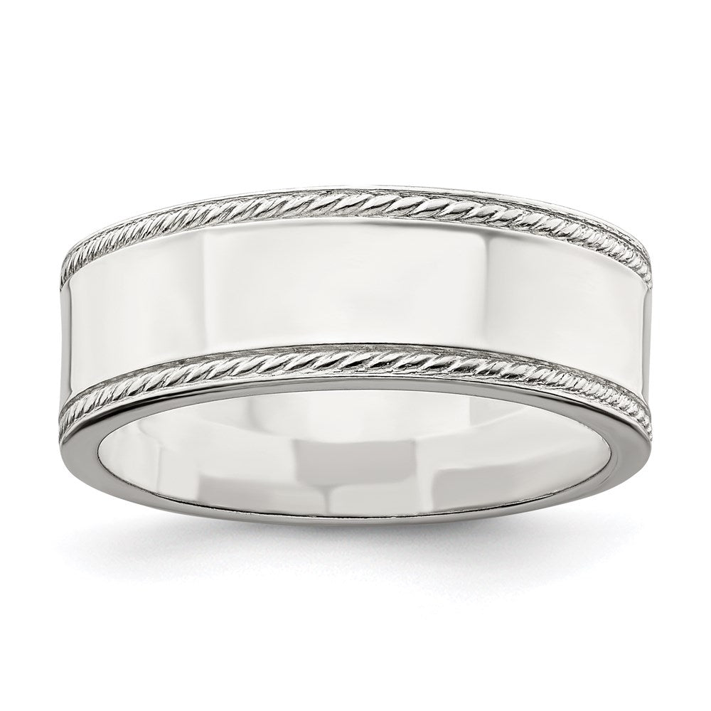 Sterling Silver 7 mm Design Edge Band