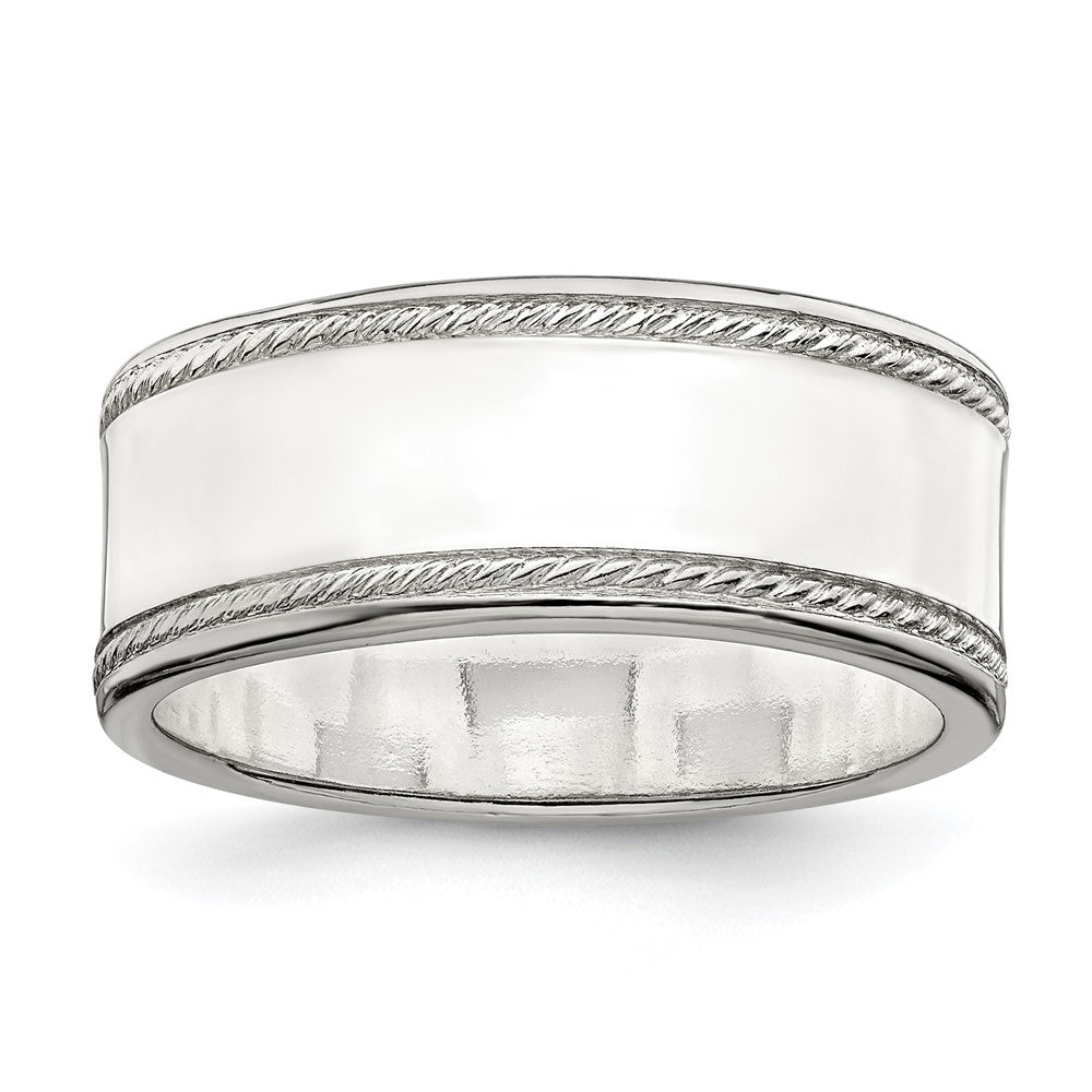 Sterling Silver 8mm Designed Edge Band