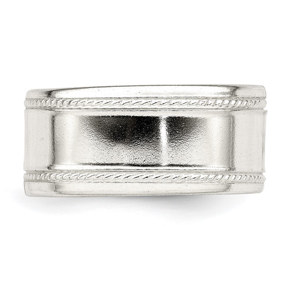 Sterling Silver 9.5mm Designed Edge Band