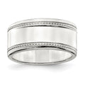 Sterling Silver 9.5mm Designed Edge Band