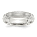 Sterling Silver 5mm Comfort Fit Double Milgrain Band
