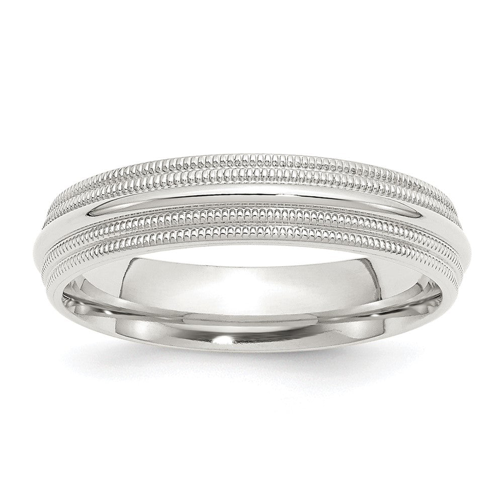 Sterling Silver 5mm Comfort Fit Double Milgrain Band