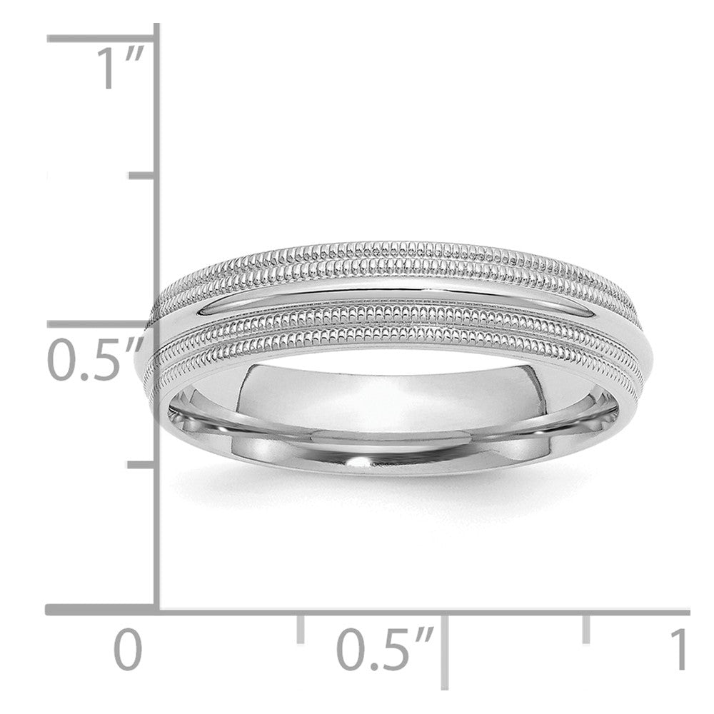 Sterling Silver Rh-plated 5mm Comfort Fit Double Milgrain Band
