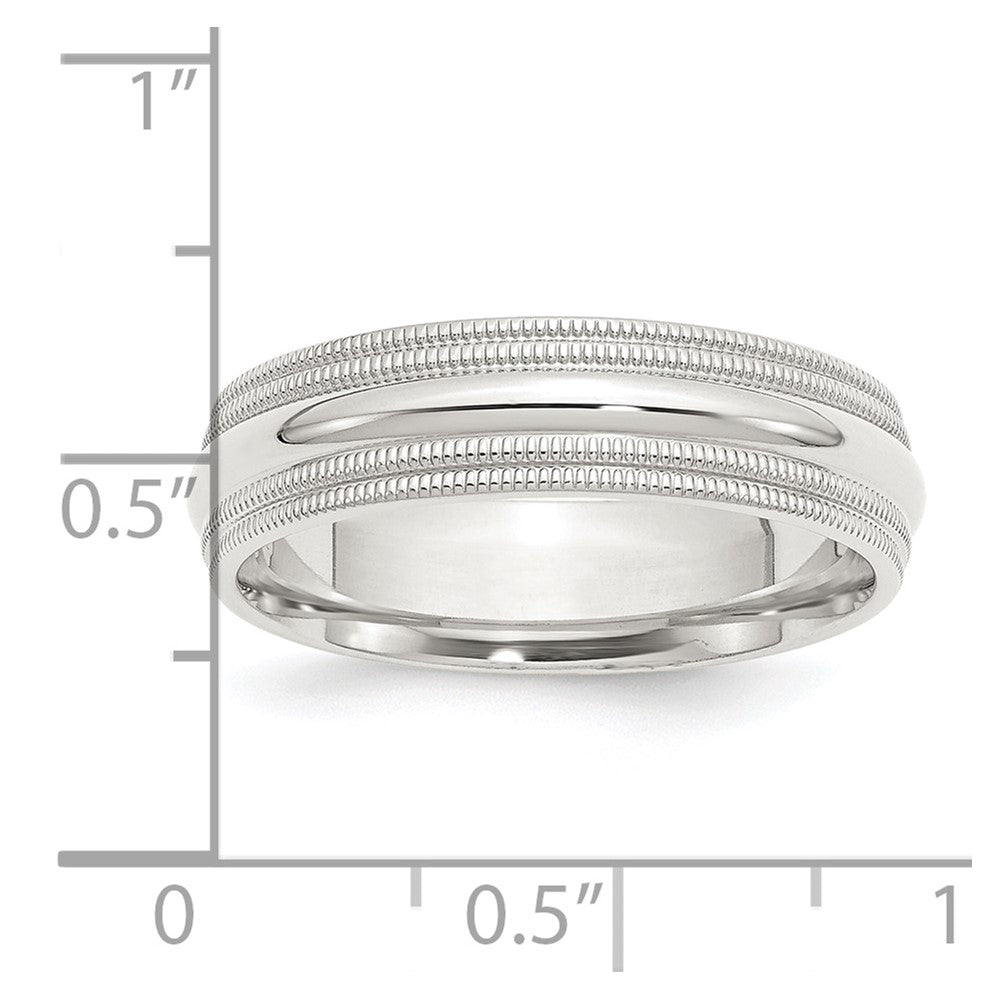 Sterling Silver 6mm Comfort Fit Double Milgrain Band