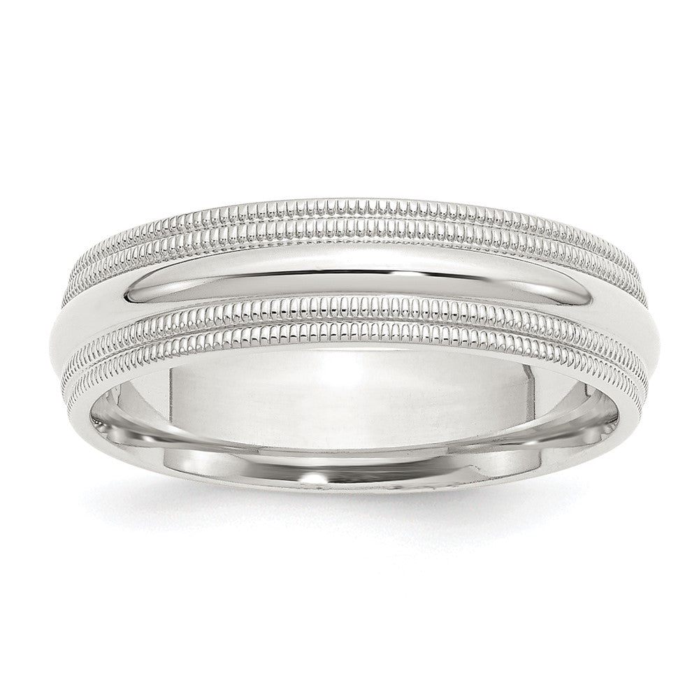 Sterling Silver 6mm Comfort Fit Double Milgrain Band