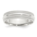 Sterling Silver 6mm Comfort Fit Double Milgrain Band