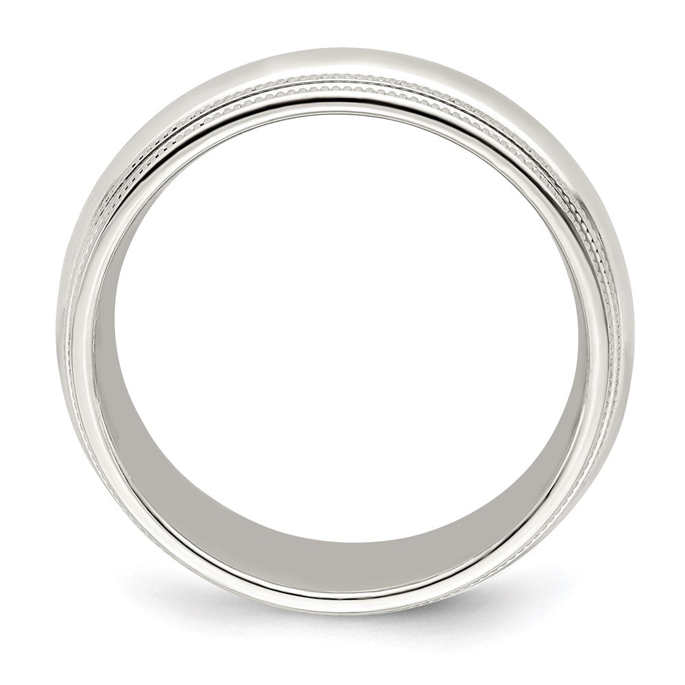 Sterling Silver 7mm Comfort Fit Double Milgrain Band