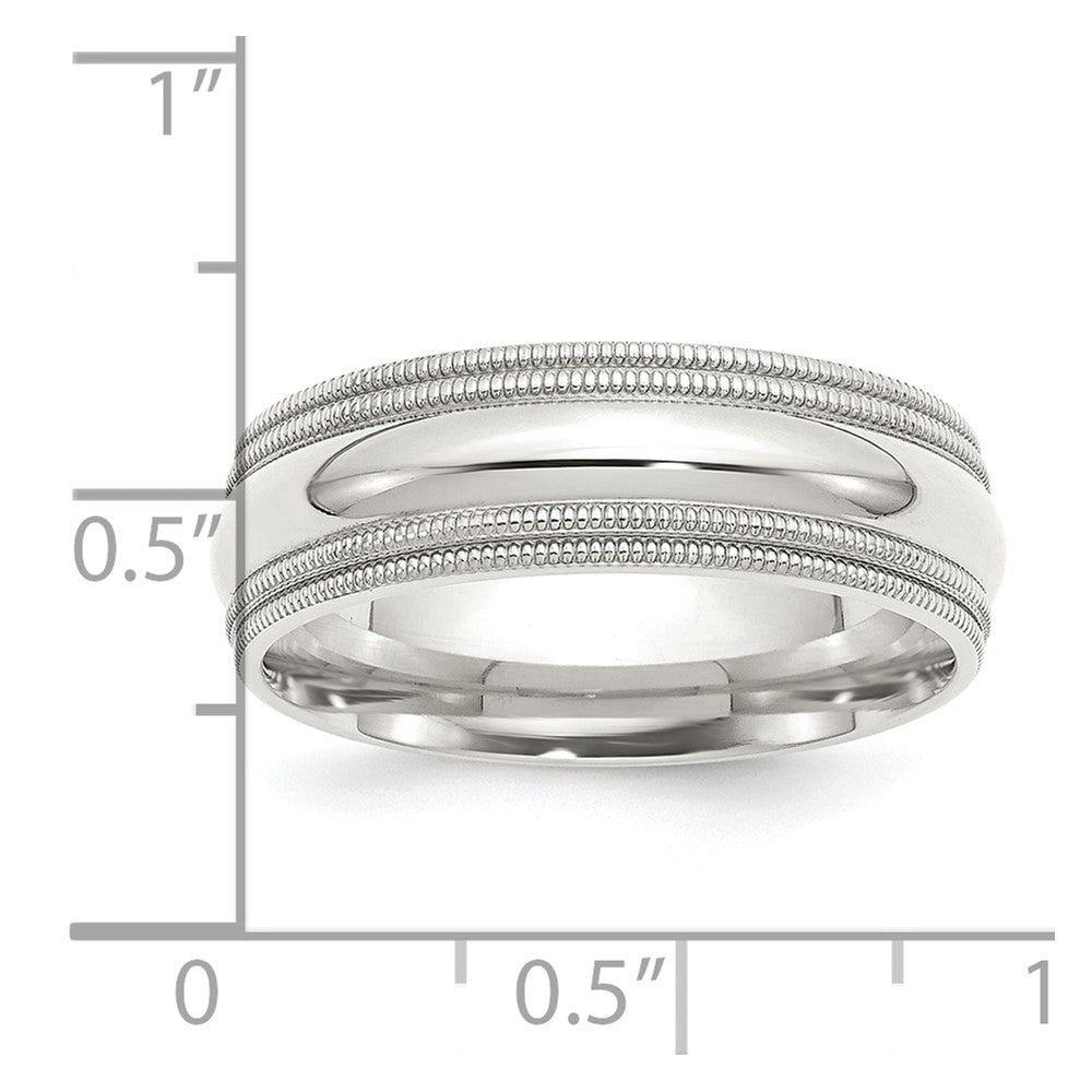 Sterling Silver 7mm Comfort Fit Double Milgrain Band