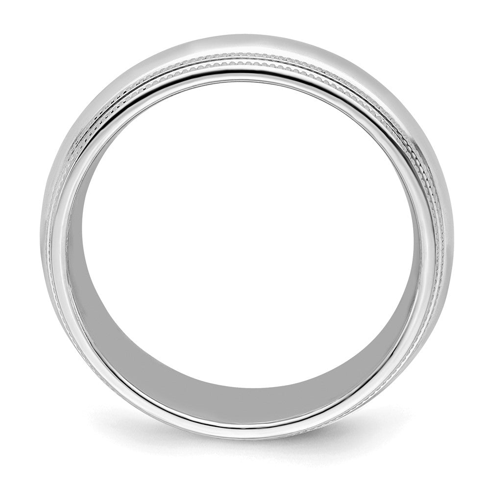 Sterling Silver Rh-plated 7mm Comfort Fit Double Milgrain Band
