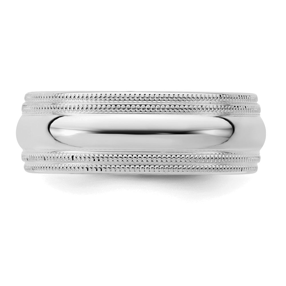 Sterling Silver Rh-plated 7mm Comfort Fit Double Milgrain Band
