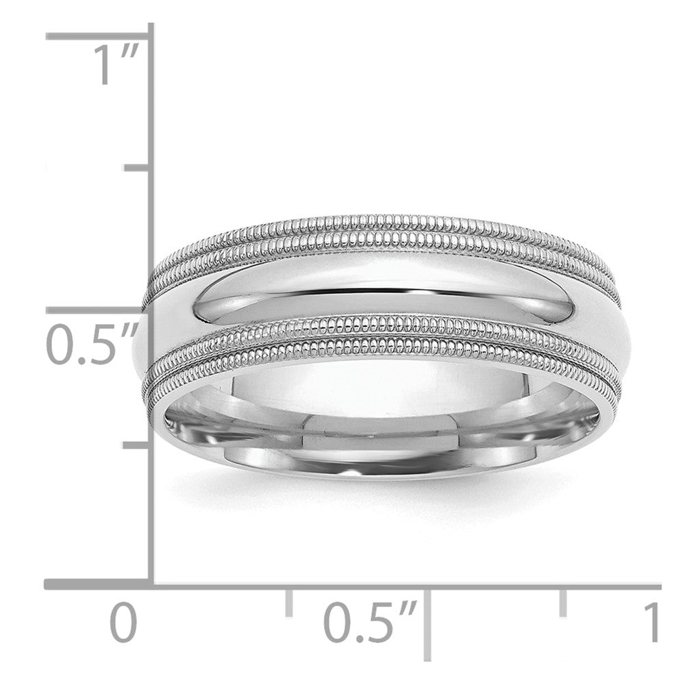 Sterling Silver Rh-plated 7mm Comfort Fit Double Milgrain Band