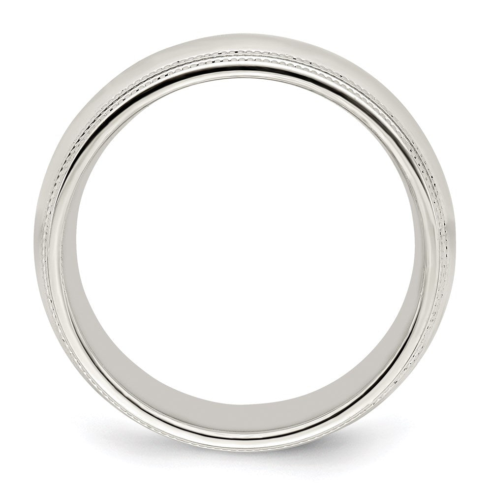 Sterling Silver 8mm Comfort Fit Double Milgrain Band