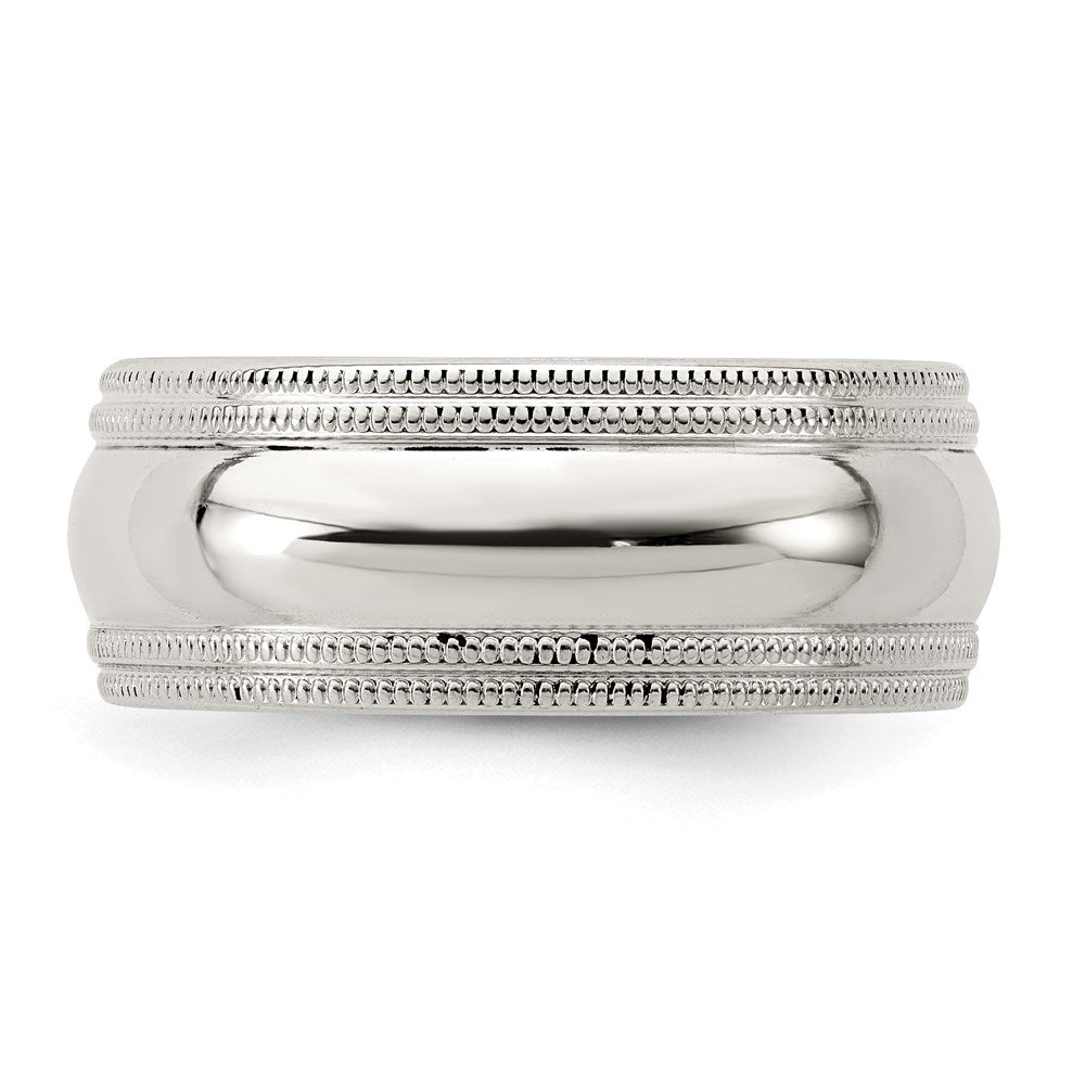 Sterling Silver 8mm Comfort Fit Double Milgrain Band