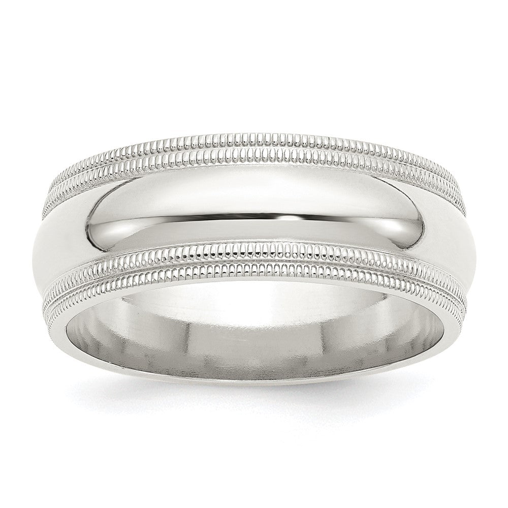 Sterling Silver 8mm Comfort Fit Double Milgrain Band