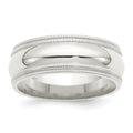 Sterling Silver 8mm Comfort Fit Double Milgrain Band