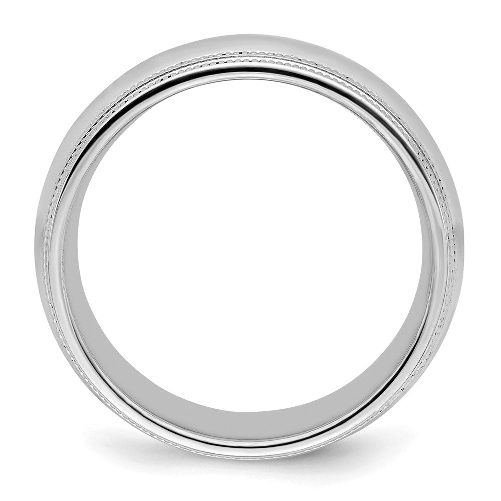 Sterling Silver Rh-plated 8mm Comfort Fit Double Milgrain Band