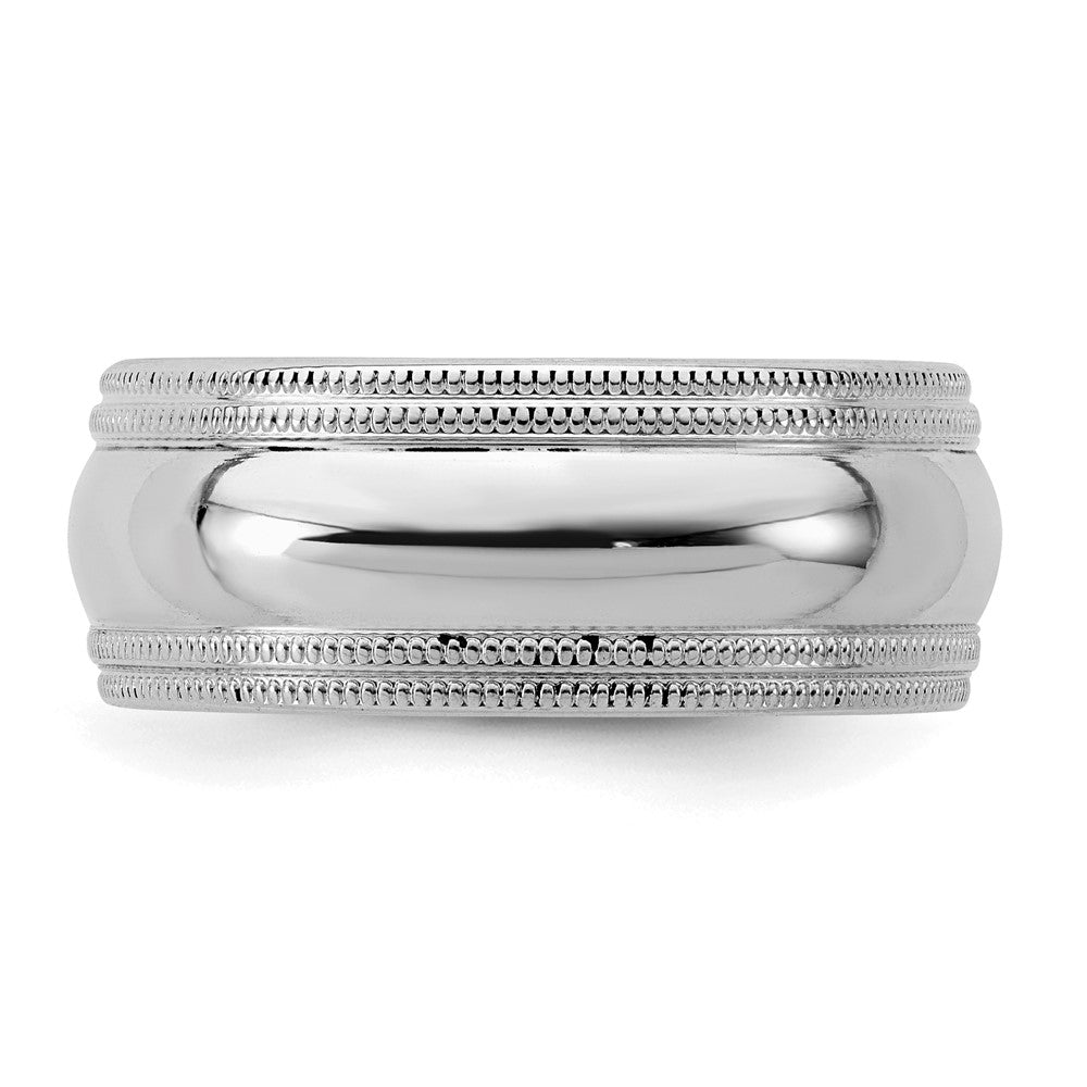 Sterling Silver Rh-plated 8mm Comfort Fit Double Milgrain Band