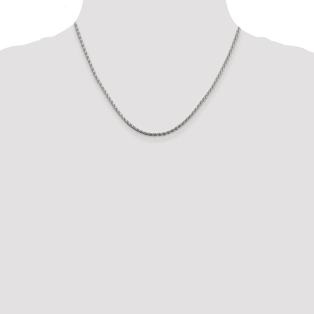 Sterling Silver 2mm Diamond-cut Spiga Chain w/ ext.